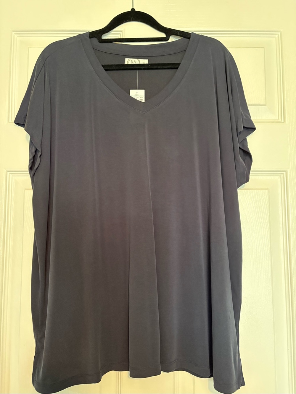 Maurices Slate Blue V-Neck Short Sleeve Top